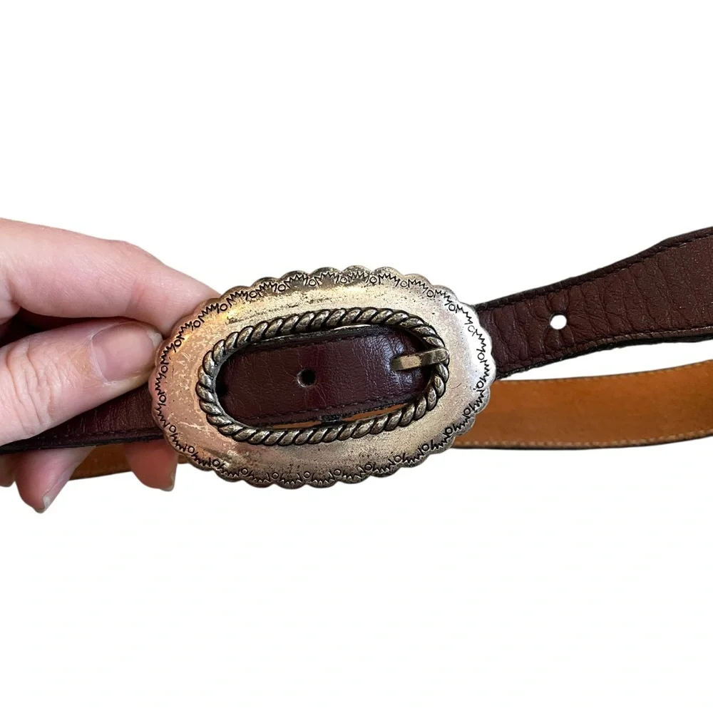 🤎 Vintage Justin Brown Leather Western Belt Made in USA Size 24